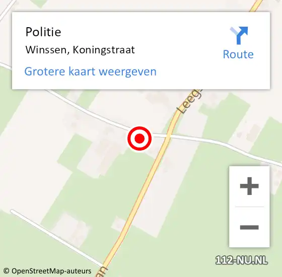 Locatie op kaart van de 112 melding: Politie Winssen, Koningstraat op 12 juni 2023 08:42