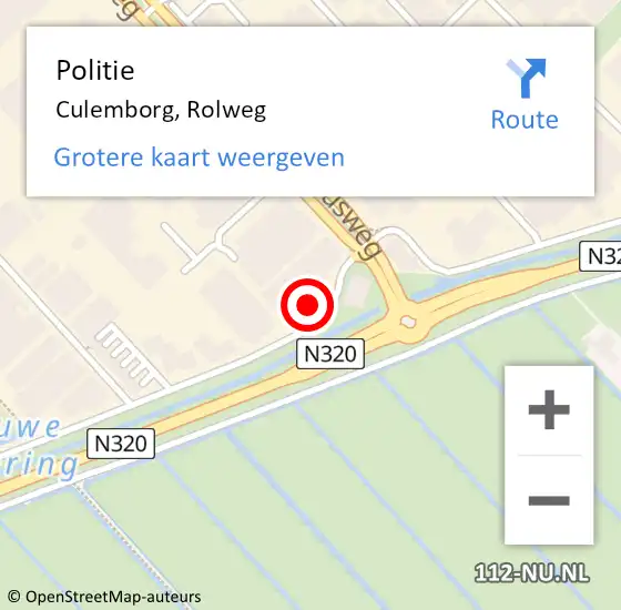 Locatie op kaart van de 112 melding: Politie Culemborg, Rolweg op 12 juni 2023 08:58