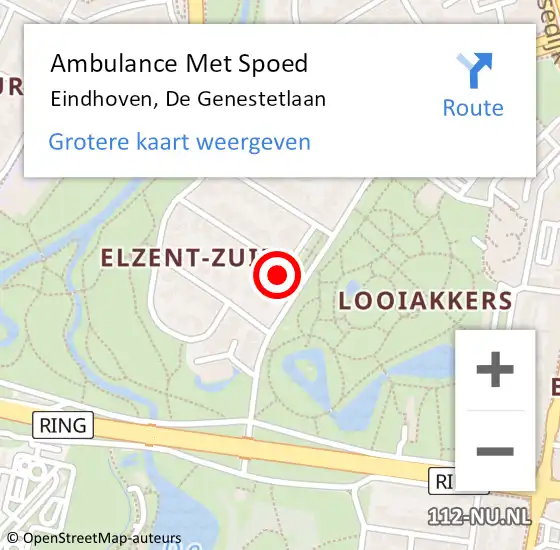 Locatie op kaart van de 112 melding: Ambulance Met Spoed Naar Eindhoven, De Genestetlaan op 28 augustus 2014 16:44