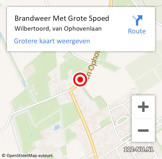 Locatie op kaart van de 112 melding: Brandweer Met Grote Spoed Naar Wilbertoord, van Ophovenlaan op 12 juni 2023 09:28