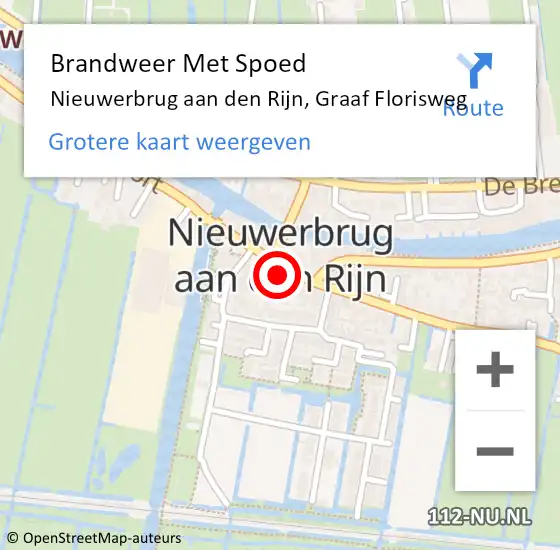 Locatie op kaart van de 112 melding: Brandweer Met Spoed Naar Nieuwerbrug aan den Rijn, Graaf Florisweg op 12 juni 2023 09:47