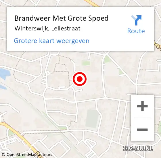 Locatie op kaart van de 112 melding: Brandweer Met Grote Spoed Naar Winterswijk, Leliestraat op 12 juni 2023 09:47