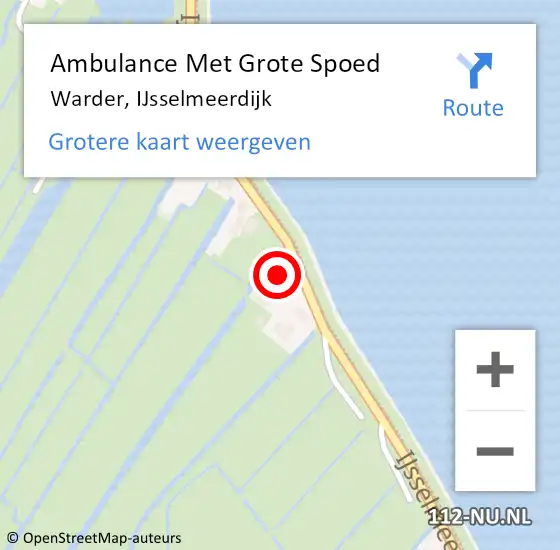 Locatie op kaart van de 112 melding: Ambulance Met Grote Spoed Naar Warder, IJsselmeerdijk op 28 augustus 2014 16:51