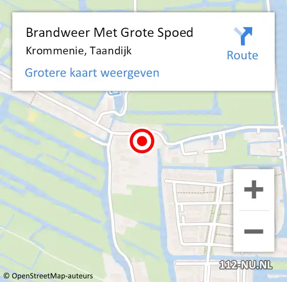 Locatie op kaart van de 112 melding: Brandweer Met Grote Spoed Naar Krommenie, Taandijk op 12 juni 2023 10:22