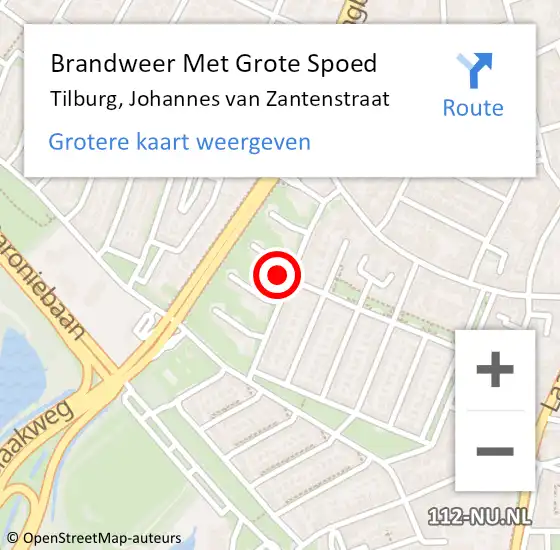 Locatie op kaart van de 112 melding: Brandweer Met Grote Spoed Naar Tilburg, Johannes van Zantenstraat op 12 juni 2023 10:23