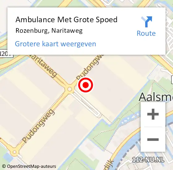 Locatie op kaart van de 112 melding: Ambulance Met Grote Spoed Naar Rozenburg, Naritaweg op 12 juni 2023 10:25