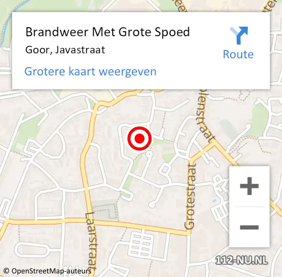 Locatie op kaart van de 112 melding: Brandweer Met Grote Spoed Naar Goor, Javastraat op 28 augustus 2014 16:52