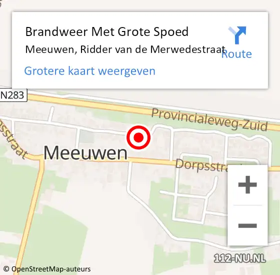 Locatie op kaart van de 112 melding: Brandweer Met Grote Spoed Naar Meeuwen, Ridder van de Merwedestraat op 12 juni 2023 10:47