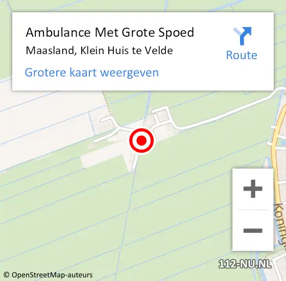 Locatie op kaart van de 112 melding: Ambulance Met Grote Spoed Naar Maasland, Klein Huis te Velde op 12 juni 2023 10:50
