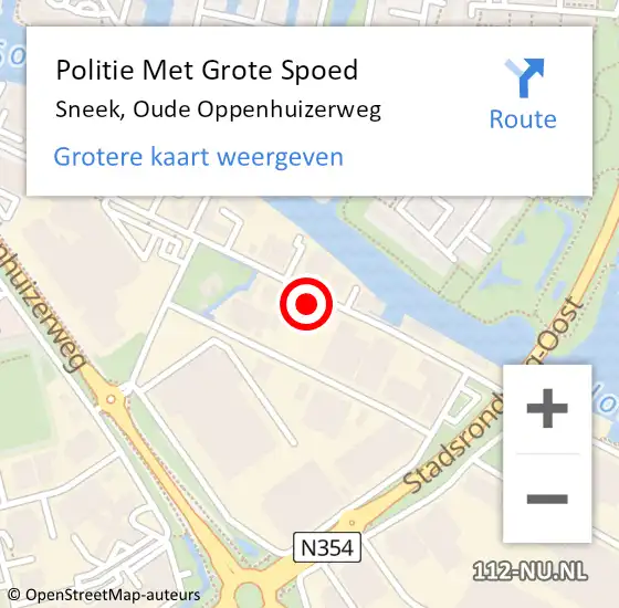 Locatie op kaart van de 112 melding: Politie Met Grote Spoed Naar Sneek, Oude Oppenhuizerweg op 12 juni 2023 10:53