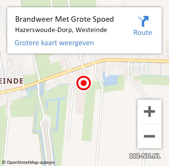 Locatie op kaart van de 112 melding: Brandweer Met Grote Spoed Naar Hazerswoude-Dorp, Westeinde op 12 juni 2023 11:05