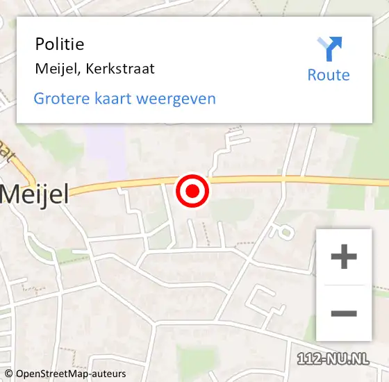 Locatie op kaart van de 112 melding: Politie Meijel, Kerkstraat op 12 juni 2023 11:22