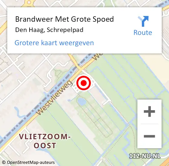 Locatie op kaart van de 112 melding: Brandweer Met Grote Spoed Naar Den Haag, Schrepelpad op 12 juni 2023 11:29