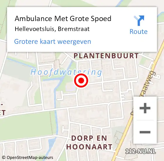 Locatie op kaart van de 112 melding: Ambulance Met Grote Spoed Naar Hellevoetsluis, Bremstraat op 12 juni 2023 11:31