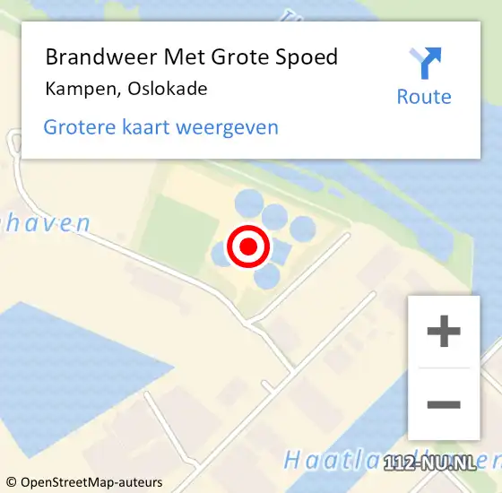 Locatie op kaart van de 112 melding: Brandweer Met Grote Spoed Naar Kampen, Oslokade op 12 juni 2023 11:56