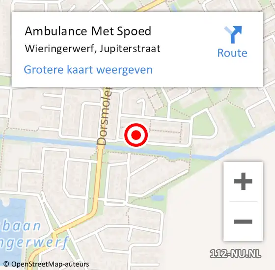 Locatie op kaart van de 112 melding: Ambulance Met Spoed Naar Wieringerwerf, Jupiterstraat op 12 juni 2023 12:09