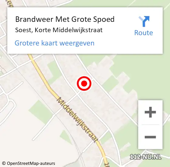 Locatie op kaart van de 112 melding: Brandweer Met Grote Spoed Naar Soest, Korte Middelwijkstraat op 12 juni 2023 12:27