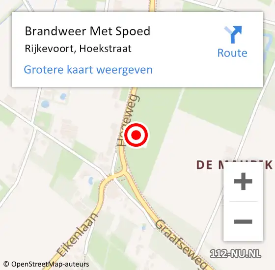 Locatie op kaart van de 112 melding: Brandweer Met Spoed Naar Rijkevoort, Hoekstraat op 12 juni 2023 12:43