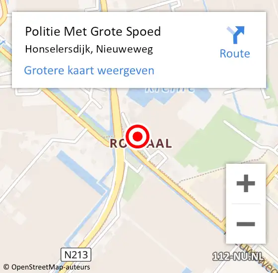 Locatie op kaart van de 112 melding: Politie Met Grote Spoed Naar Honselersdijk, Nieuweweg op 12 juni 2023 12:48