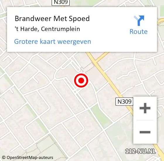 Locatie op kaart van de 112 melding: Brandweer Met Spoed Naar 't Harde, Centrumplein op 12 juni 2023 13:06