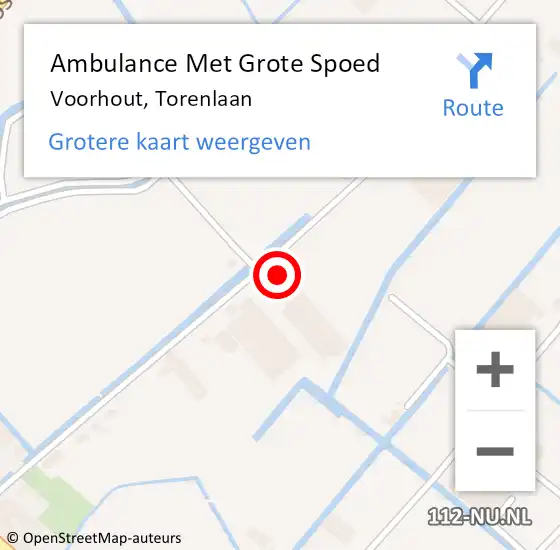 Locatie op kaart van de 112 melding: Ambulance Met Grote Spoed Naar Voorhout, Torenlaan op 12 juni 2023 13:09