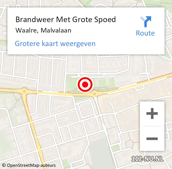 Locatie op kaart van de 112 melding: Brandweer Met Grote Spoed Naar Waalre, Malvalaan op 12 juni 2023 13:11