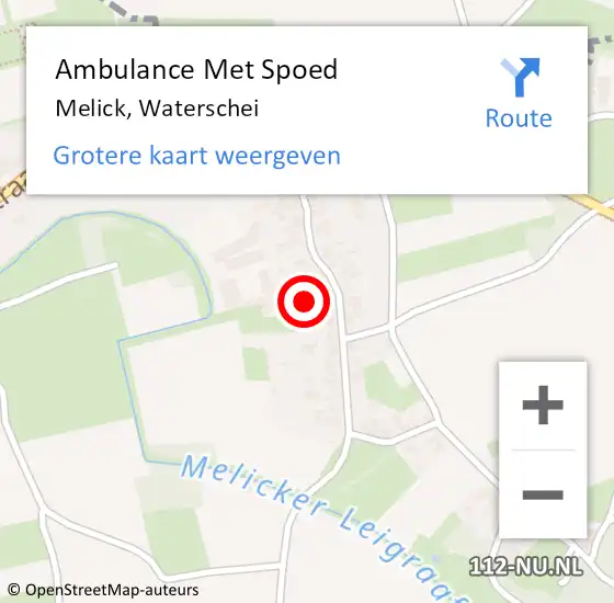 Locatie op kaart van de 112 melding: Ambulance Met Spoed Naar Melick, Waterschei op 12 juni 2023 13:17
