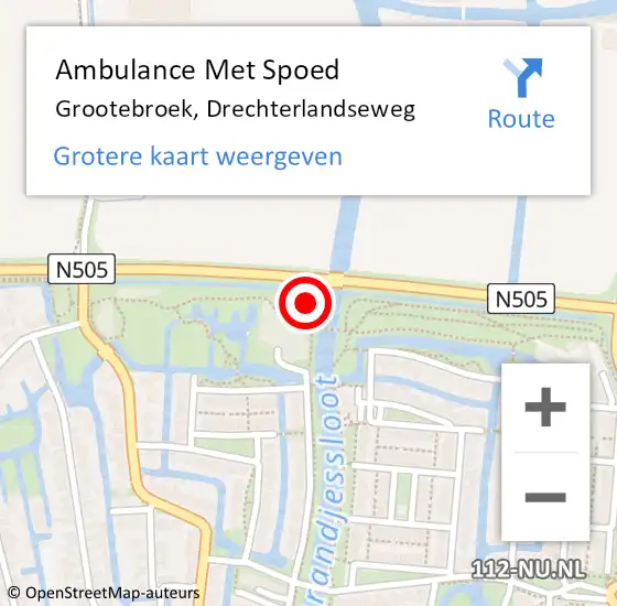 Locatie op kaart van de 112 melding: Ambulance Met Spoed Naar Grootebroek, Drechterlandseweg op 12 juni 2023 13:49