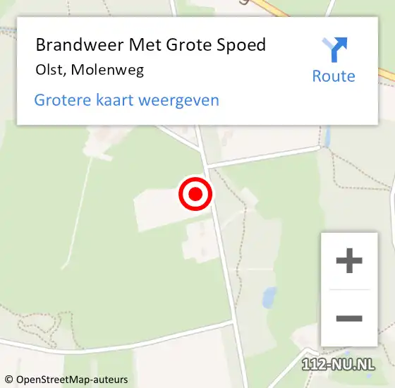 Locatie op kaart van de 112 melding: Brandweer Met Grote Spoed Naar Olst, Molenweg op 12 juni 2023 13:49