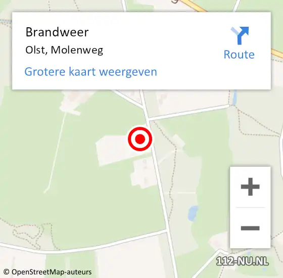 Locatie op kaart van de 112 melding: Brandweer Olst, Molenweg op 12 juni 2023 14:00