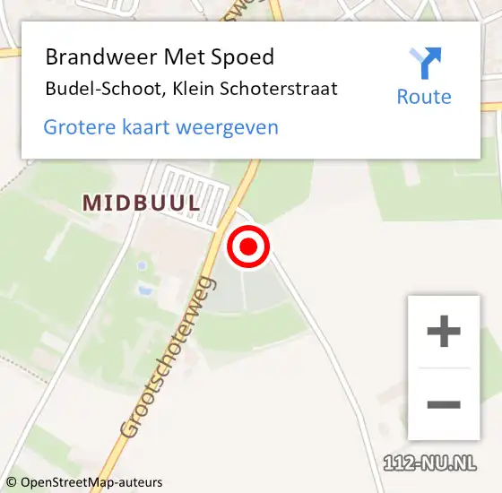 Locatie op kaart van de 112 melding: Brandweer Met Spoed Naar Budel-Schoot, Klein Schoterstraat op 12 juni 2023 14:01