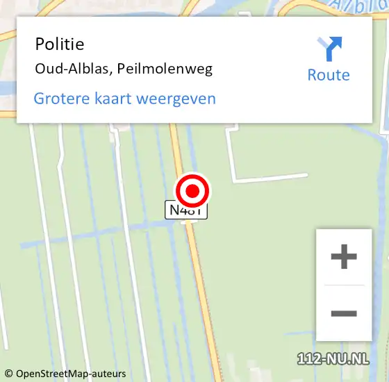 Locatie op kaart van de 112 melding: Politie Oud-Alblas, Peilmolenweg op 12 juni 2023 14:10