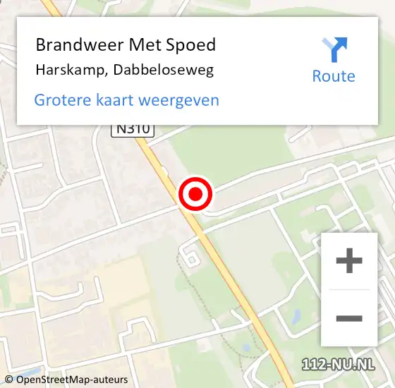 Locatie op kaart van de 112 melding: Brandweer Met Spoed Naar Harskamp, Dabbeloseweg op 12 juni 2023 14:16