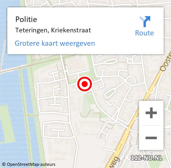 Locatie op kaart van de 112 melding: Politie Teteringen, Kriekenstraat op 12 juni 2023 14:33