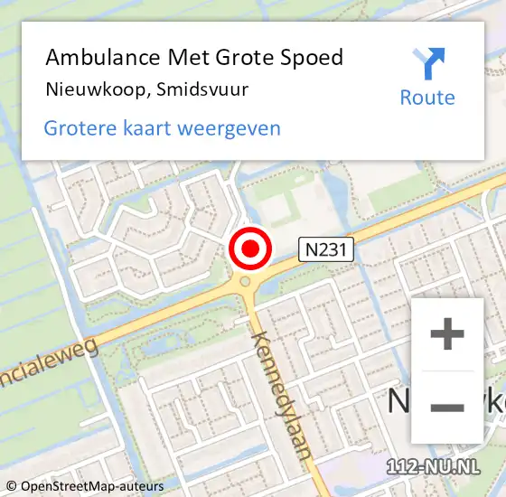 Locatie op kaart van de 112 melding: Ambulance Met Grote Spoed Naar Nieuwkoop, Smidsvuur op 12 juni 2023 14:34