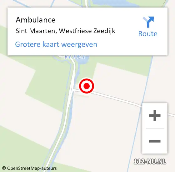 Locatie op kaart van de 112 melding: Ambulance Sint Maarten, Westfriese Zeedijk op 12 juni 2023 14:35