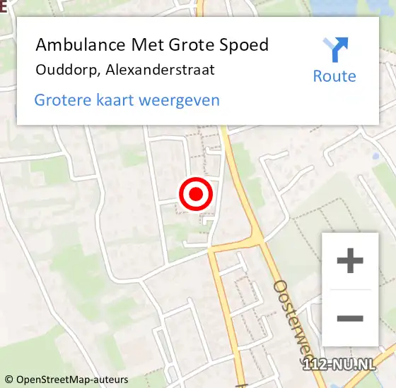Locatie op kaart van de 112 melding: Ambulance Met Grote Spoed Naar Ouddorp, Alexanderstraat op 12 juni 2023 14:41