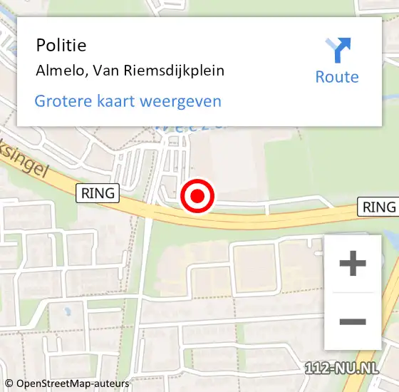 Locatie op kaart van de 112 melding: Politie Almelo, Van Riemsdijkplein op 12 juni 2023 14:45