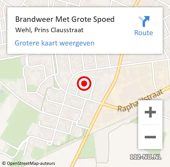 Locatie op kaart van de 112 melding: Brandweer Met Grote Spoed Naar Wehl, Prins Clausstraat op 12 juni 2023 14:58