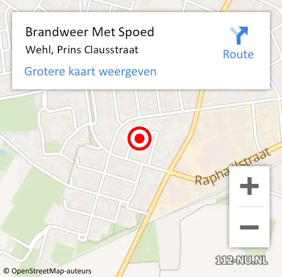 Locatie op kaart van de 112 melding: Brandweer Met Spoed Naar Wehl, Prins Clausstraat op 12 juni 2023 14:59