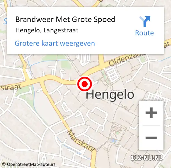 Locatie op kaart van de 112 melding: Brandweer Met Grote Spoed Naar Hengelo, Langestraat op 12 juni 2023 15:00