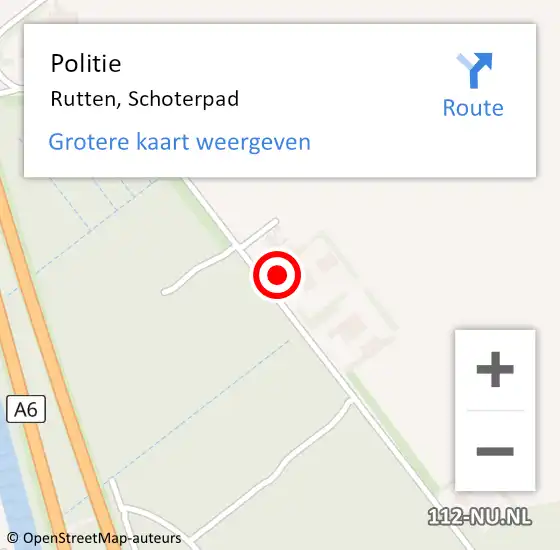 Locatie op kaart van de 112 melding: Politie Rutten, Schoterpad op 12 juni 2023 15:05