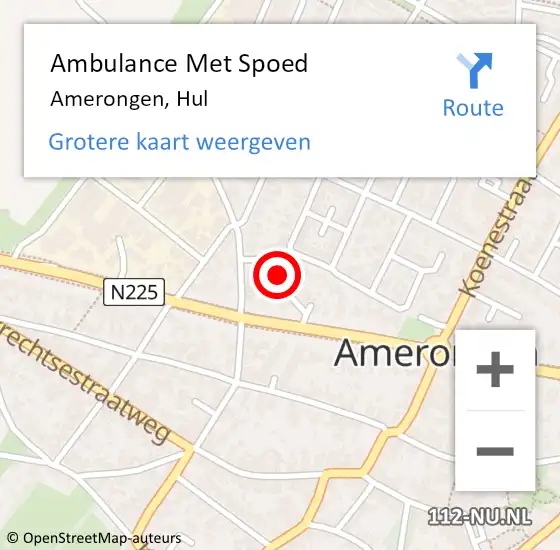 Locatie op kaart van de 112 melding: Ambulance Met Spoed Naar Amerongen, Hul op 28 augustus 2014 17:29