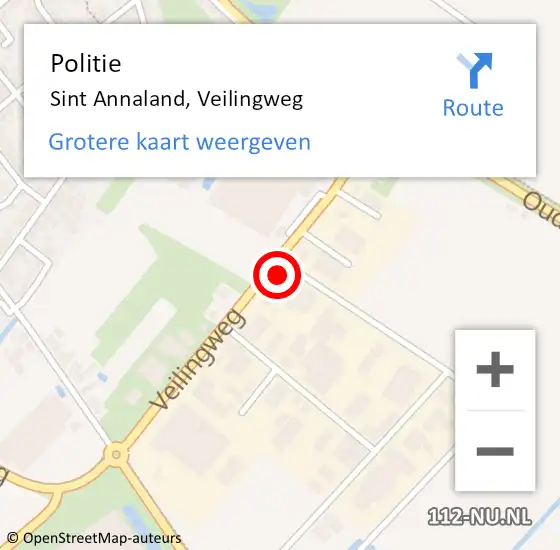 Locatie op kaart van de 112 melding: Politie Sint Annaland, Veilingweg op 12 juni 2023 15:23