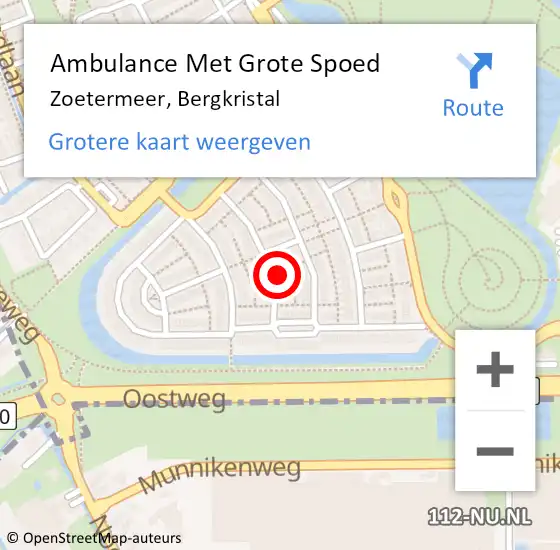 Locatie op kaart van de 112 melding: Ambulance Met Grote Spoed Naar Zoetermeer, Bergkristal op 12 juni 2023 15:23