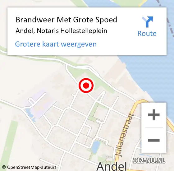 Locatie op kaart van de 112 melding: Brandweer Met Grote Spoed Naar Andel, Notaris Hollestelleplein op 12 juni 2023 15:27