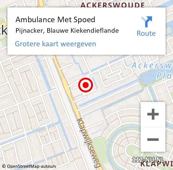 Locatie op kaart van de 112 melding: Ambulance Met Spoed Naar Pijnacker, Blauwe Kiekendieflande op 12 juni 2023 15:31