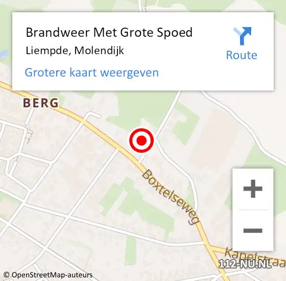 Locatie op kaart van de 112 melding: Brandweer Met Grote Spoed Naar Liempde, Molendijk op 12 juni 2023 15:31