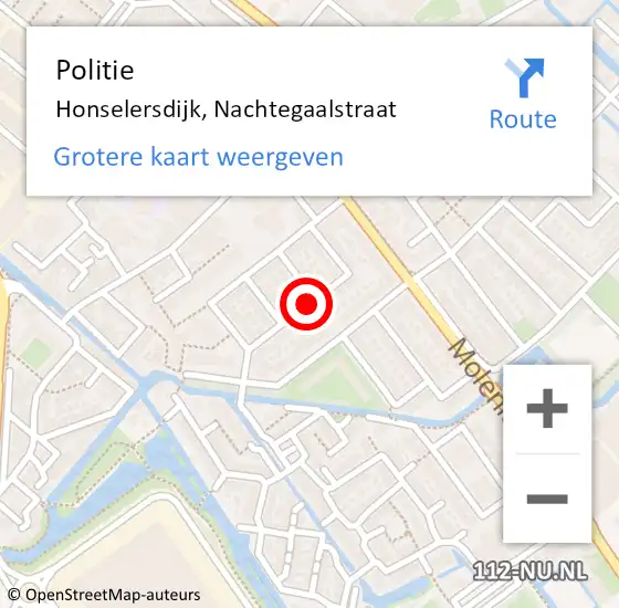 Locatie op kaart van de 112 melding: Politie Honselersdijk, Nachtegaalstraat op 28 augustus 2014 17:31