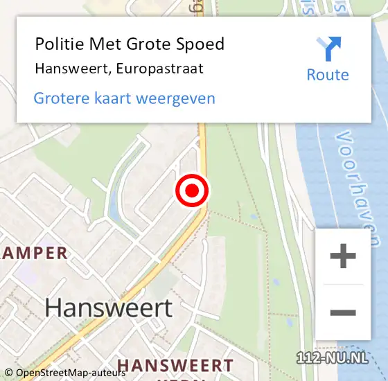 Locatie op kaart van de 112 melding: Politie Met Grote Spoed Naar Hansweert, Europastraat op 12 juni 2023 16:09